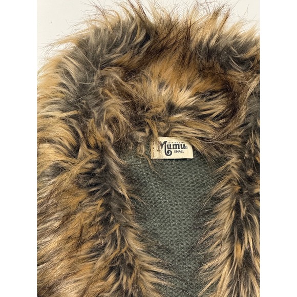 Show Me Your Mumu Kenn Cardigan Moss Knit Olive Green Faux Fur Collar Small - Picture 3 of 5